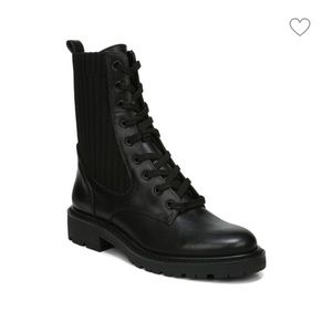 Sam Edelman Lydell Lug Sole Leather & Knit Combat Boots